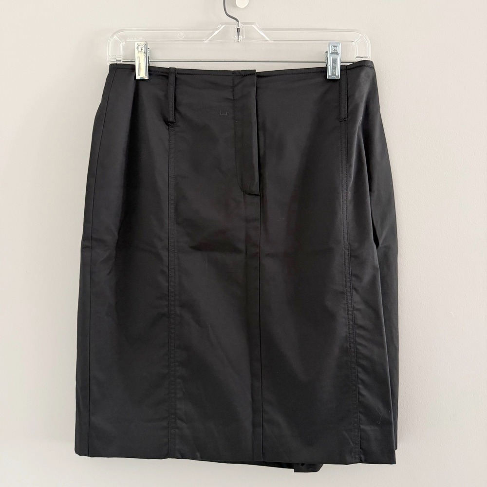 Work To Weekend Black Nylon Blend Pencil Skirt Zip Size 6 Minimalist Office Chic